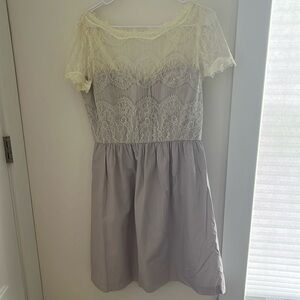 McGinn dress - off-white lace and dove grey skirt